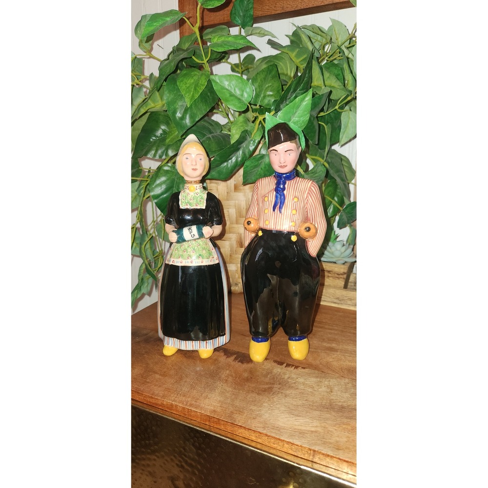 Vintage Dutch Boy and Girl Ceramic Figurines Made in Holland Folk Art Set
